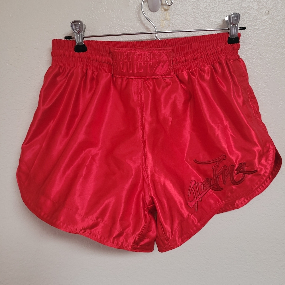 Muay Thai Addict Blood Red Energy Satin Shorts